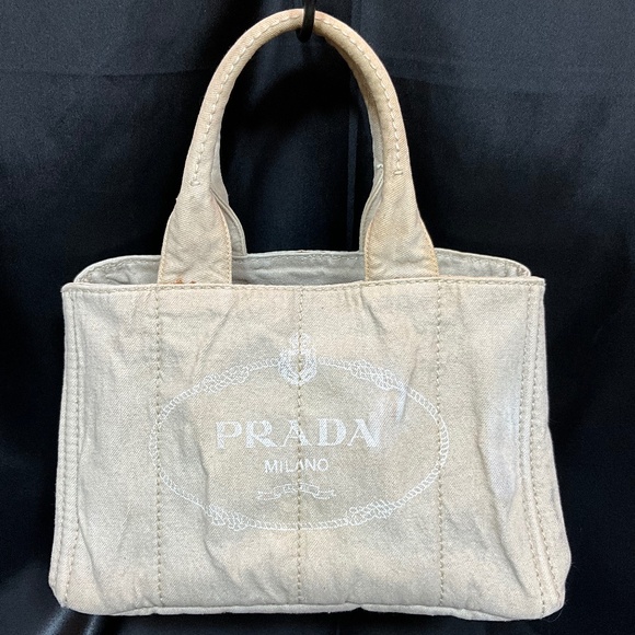 Prada thick Beige canvas hand/elbow bag. Versatile.  90-H7Da - Picture 1 of 9